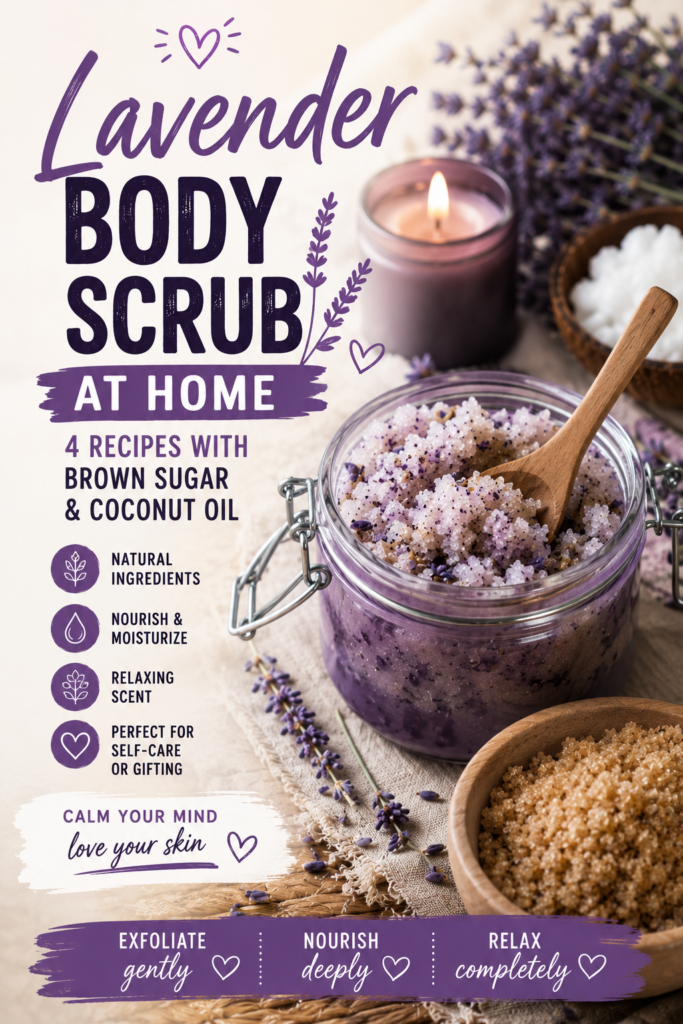 Lavender Body Scrub at Home: 4 Recipes with Brown Sugar and Coconut Oil 61f54c4f a093 4287 bf59 9b6283f4b3e0 (1)